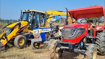 Jcb 3dx Eco Backhoe Machine Loading Red Mud In Mahindra and Swaraj Tractor | Jcb and Tractor Cartoon