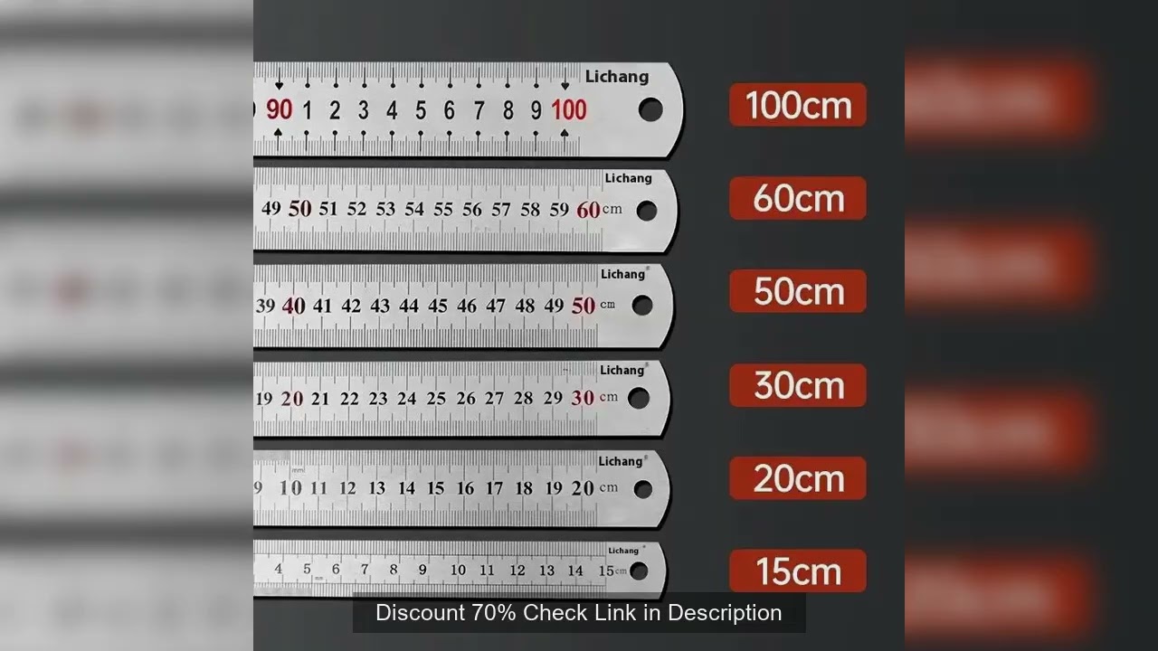 1Pcs 15/20/30/40/50/60100cm Stainless Steel Metal Straight Ruler For Home School Precision Measuring