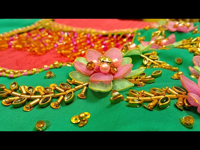 3d flower embroidery / 3d blouse design ‪@colorbuckethandiwork5752