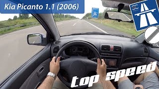 Kia Picanto 1.1 (2006) on German Autobahn - POV Top Speed Drive