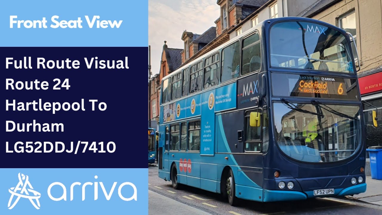 Full Route Visual | Arriva North East Route 24 - Hartlepool to Durham | LG52DDJ/7410