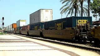 BNSF ES44C4 6608 leads Stack Train at Fullerton Station on Free Slurpee day!