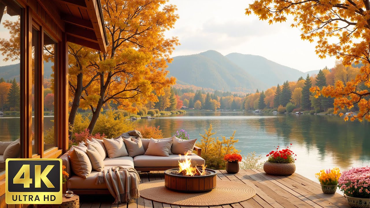 4K Cozy Autumn Cabin Ambience | Relaxing Piano Music for Work, Study ...