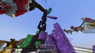Playing Minecraft feather Client SpaceMC BoxPvP Server