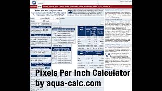 Aqua-Calc.com PPI Calculator: Pixels Per Inch, image resolution and pixel density screenshot 5