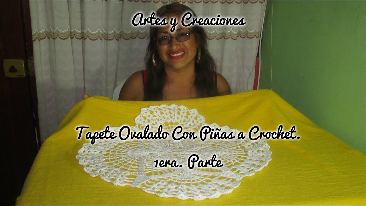TAPETE OVALADO CON PIÑAS A CROCHET - 1ERA. PARTE