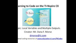Learning to Code on the TI-Nspire Technology: Using Local Variables