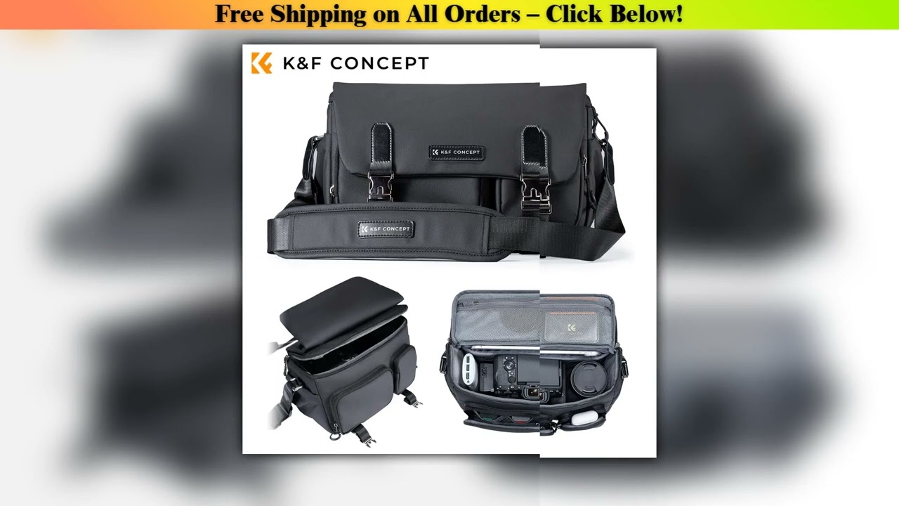 K&F Concept Camera Sling Bag Zipper Buckle Travel Photography Shoulder Bag For Canon Sony Nikon