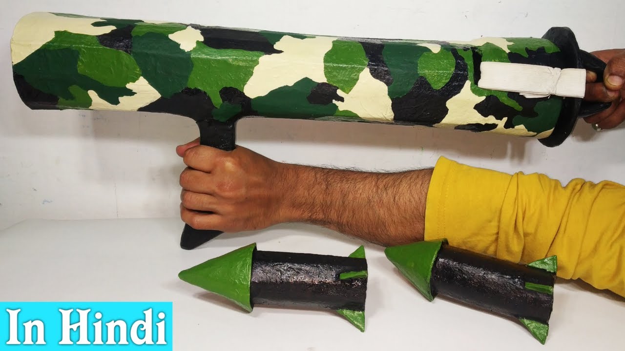 How to make Missile Rocket Launcher from cardboard That SHOOTS from