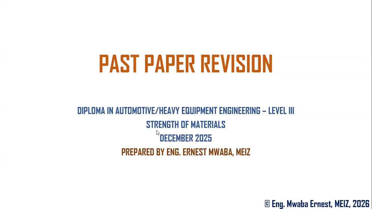 STRENGTH OF MATERIALS AUTO HER LEVEL III DECEMBER 2025