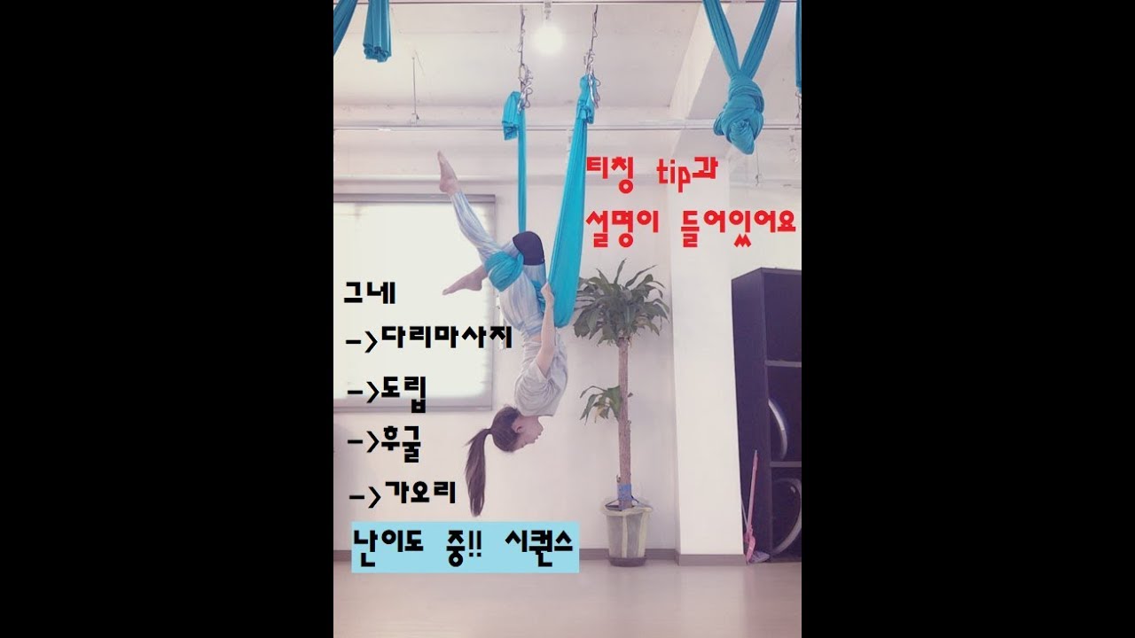 플라잉요가 그네-다리마사지-도립-후굴-가오리(티칭 Tip, 요령 설명 O)