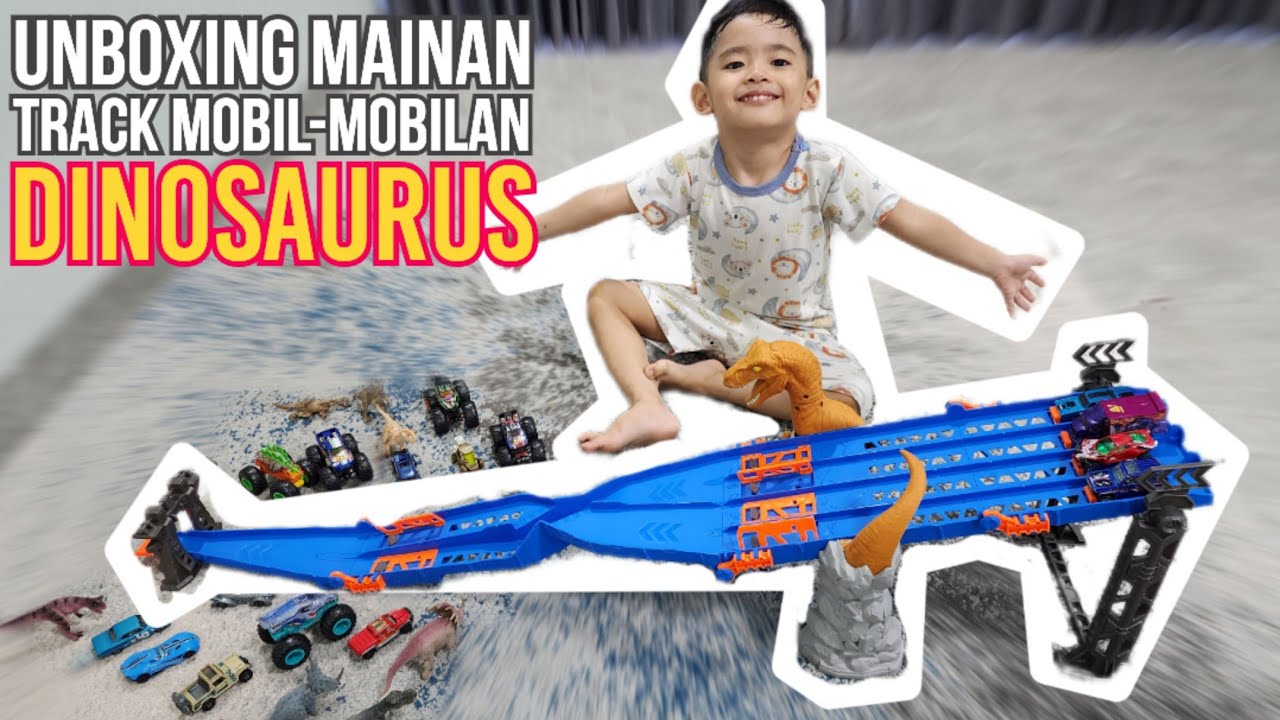 UNBOXING MAINAN TRACK MOBIL DINOSAURUS RAPTOR‼️ INI SERU BANGET BUAT BALAPAN