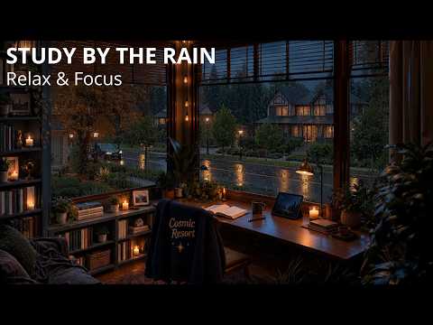 Cozy Suburban Rain Study Room 🌧️ Thunder for Focus, Study & Relaxation