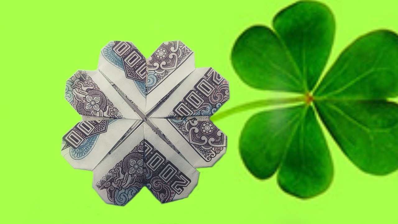 Cách Gấp_Xếp Cỏ 4 Lá Bằng Tiền. How to Fold a 4 Leaf Clover With Money.
