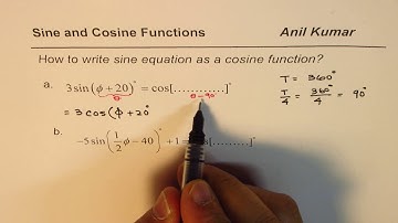 Steps to write transformed sine equation as cosine function