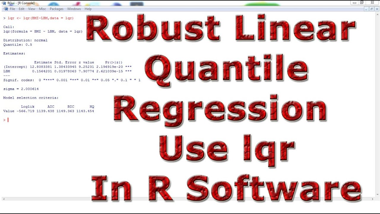 Robust Linear Quantile Regression Use lqr With (In) R Software - YouTube