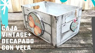 CAJA VINTAGE+DECAPADO CON VELA Y ENVEJECIDO - decoupage