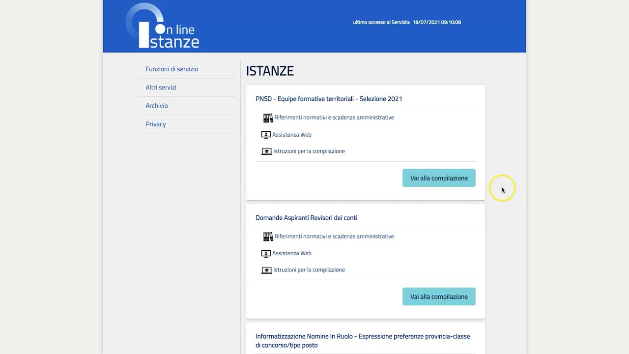 istanze on line piattaforma concorsi