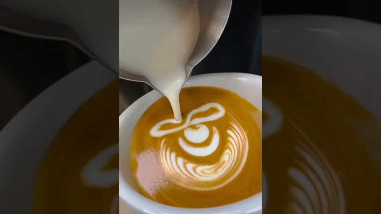 Amazing coffee latte art rose 🌹 Rosetta stone #shorts #coffee #art