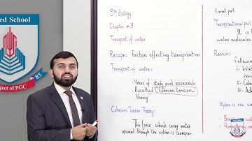 Class 9 - Biology - Chapter 9 - Lecture 4 Transport of Water - Allied Schools
