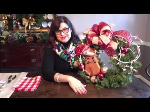 Christmas Wreath with a Violin Music Box