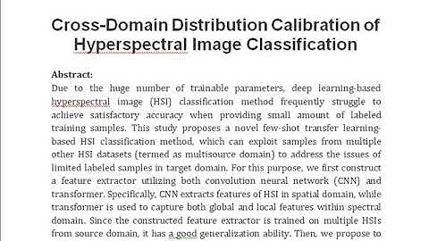 Cross Domain Distribution Calibration of Hyperspectral Image Classification