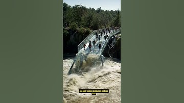 SIMULASI Al - Jembatan kaca hancur diterjang banjir #shorts #ai #jembatankaca