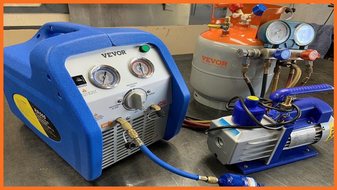 Recuperacion de refrigerante de forma segura con VEVOR RR500 Recuperadora de Gas y su tanque de 30L