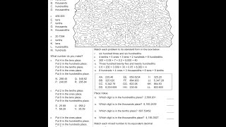 Video for Decimal and Place Value Review Art Worksheet (Level 2)