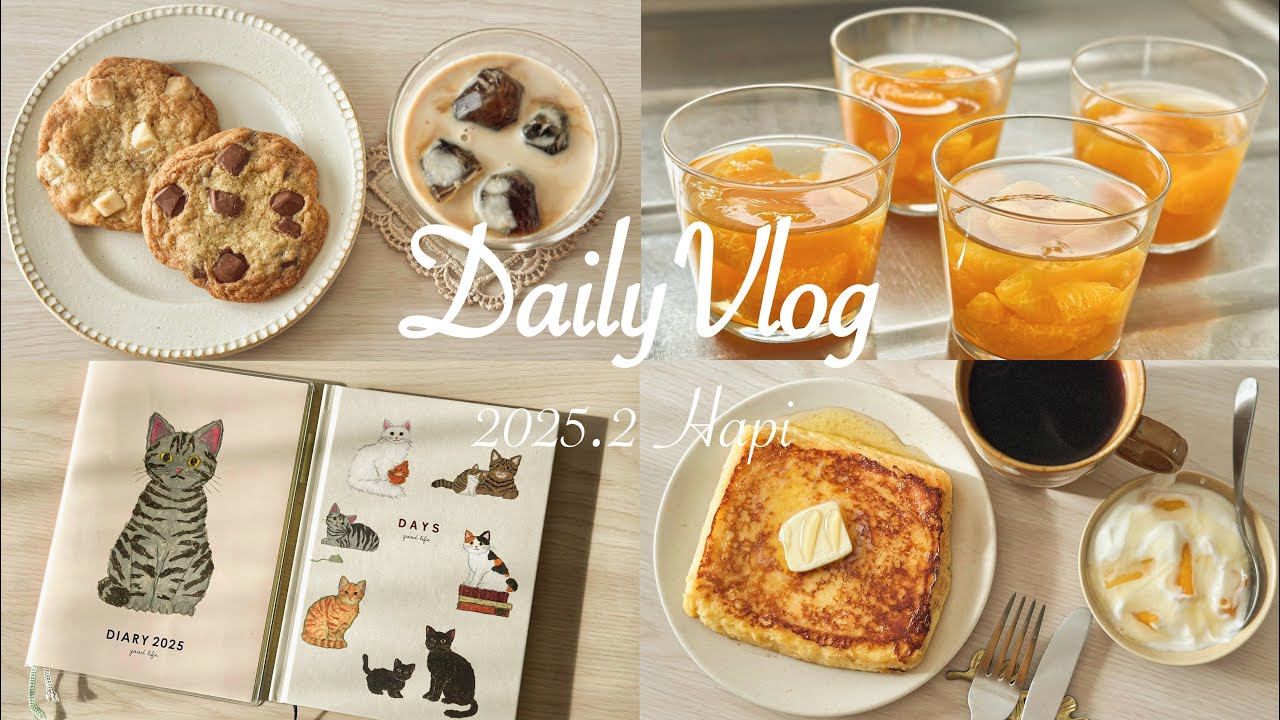 リビングで過ごす日曜日とキッチンで過ごす火曜日｜濃厚フレンチトースト🍞ある日の晩ごはん🍳日記の時間📖