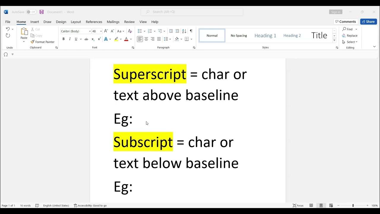 how to use SUPERSCRIPT | SUBSCRIPT ms-word - YouTube