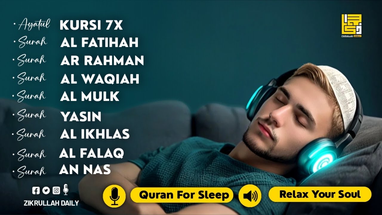 Every Night Quran Before Sleep ✦ Al Fatiha, Ayatul Kursi, Yasin, Ar Rahman, Al Mulk