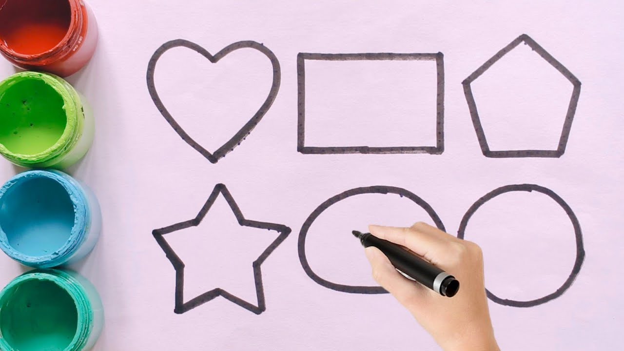 2d Shapes drawing activity learning video | Learn colors name with shapes drawing, part- 148