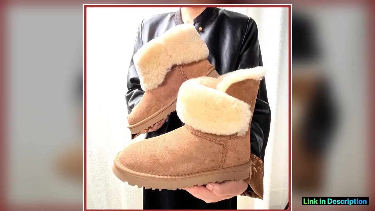 A pair of pure sheepskin and wool winter snow boots for women warm and comfortable Simple and fashi