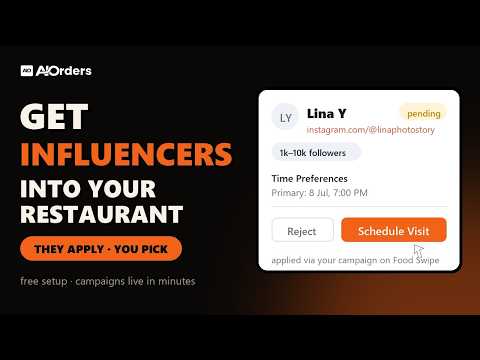 Thumbnail for video: How to Get Influencers Into Your Restaurant — AIOrders Influencer Campaigns (Full Setup)