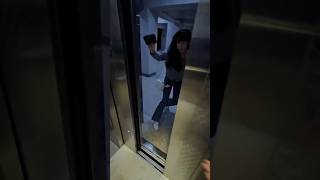 Woman Jump Into Elevator