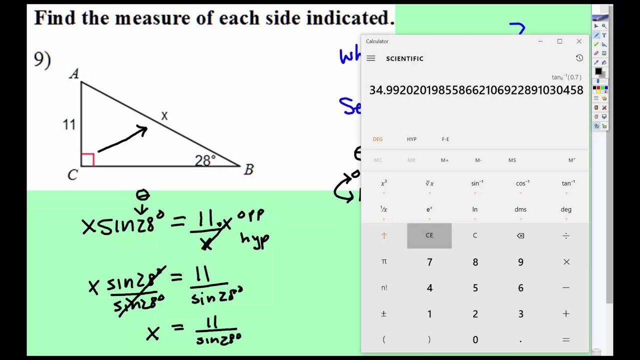 Find Side Length using Trig Function - YouTube