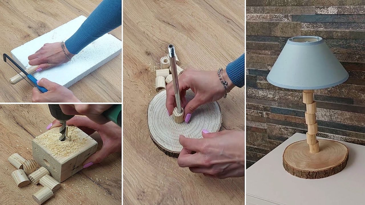 Come creare una lampada con un bastone di scopa 🧹 e un ceppo di legno 🪵