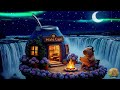 You need a break 🌧️ Late Night Waterfall Lofi Chill Hop Under Borealis to Clear Your Mind Cozy Cafe