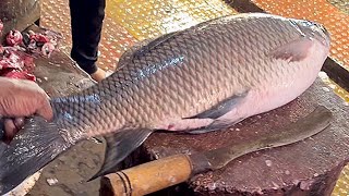 Excellent Cutting Skills | Big Rohu Fish Skinning & Chopping By Expert Fish Cutter