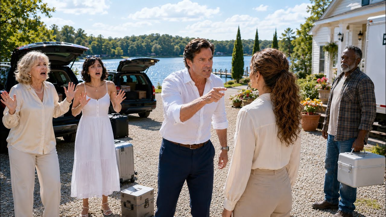 I got a call that someone was moving furniture into my lake house, so I drove three hours to find my husband standing on my father’s dock with his assistant beside him, wearing my dead mother’s...
