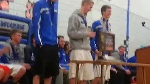 Coach Montbriand at state welcome-home ceremony '14