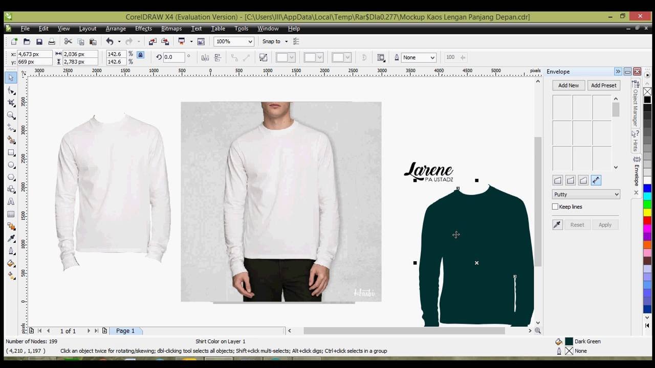 Gambar Menempatkan Desain Mockup Coreldraw X4 Youtube Kaos Lengan