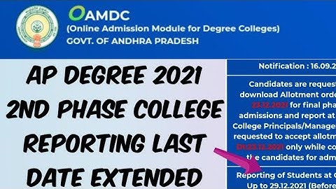 AP Degree 2021 2nd Counselling College Reporting Date Extended 🤩//Don