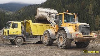 Volvo L120F wheel loader loading Tatra truck Volvo L120F wheel loader loading Tatra truck