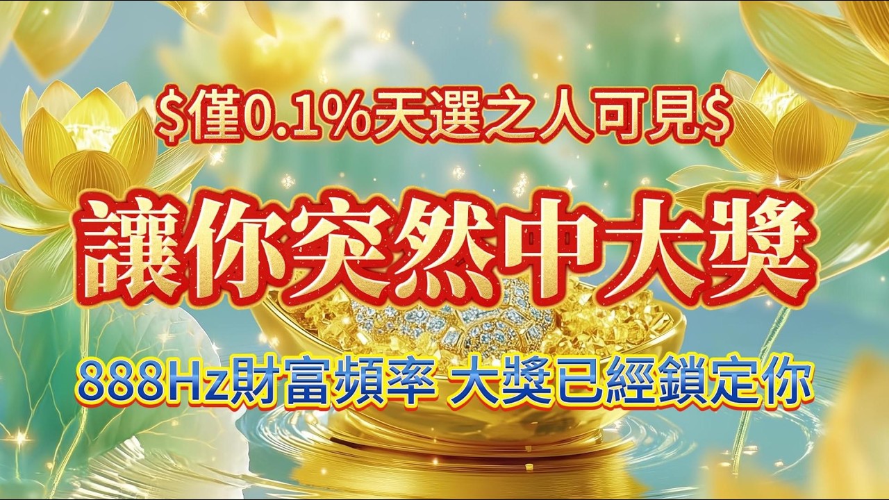 💰僅 0.1% 天選人可見，888Hz 財富頻率，讓你突然中大獎，大獎已經鎖定你財運音樂 吸引力法則 能量音樂 冥想 顯化