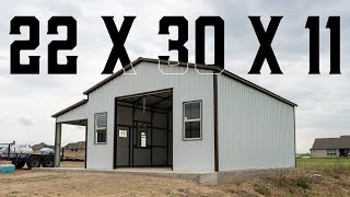 Metal Garage w/ Lean To | 22 x 30 x 11 | American Steel Carports, Inc.