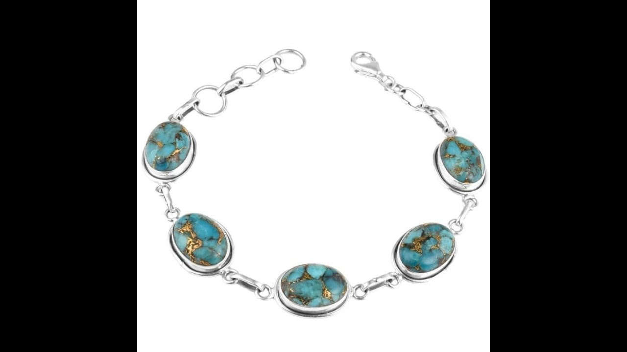 Bratara argint turcoaz cupru albastru | Podoabele Mele