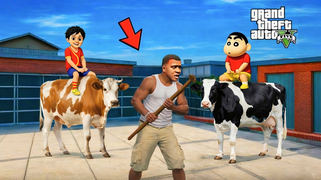 GTA 5 : COW ATTACK ON FRANKLIN SHINCHAN SHIVA