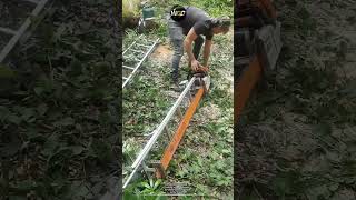 Chainsaw starting problem on a portable sawmill setup #tools #equipment #woodworking #sawmill #diy